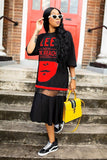 Chic Printed Mesh Maxi T-shirt Dress