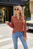 Lapel Pocket Oversized Long-Sleeve Top in Solid Colors