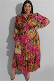 Chic Plus Size Printed Ruffled Two-Piece Casual Set