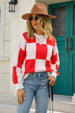 Plaid Striped Long Sleeve Sweater for Women