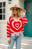 Chic V-Neck Striped Fringe Sweater with Long Sleeves