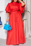 Chic Flared Sleeve Single-Breasted Waist Full Skirt
