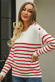 Colorful Button Accent Patchwork Sweater