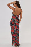 Alluring V-Neck Long Print Halter Dress for Women - Effortless Elegance