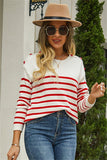 Colorful Button Accent Patchwork Sweater