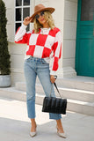 Plaid Striped Long Sleeve Sweater for Women