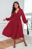 Chic Plus-Size Polka Dot Long-Sleeve Dress