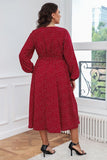 Chic Plus-Size Polka Dot Long-Sleeve Dress