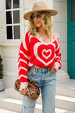 Chic V-Neck Striped Fringe Sweater with Long Sleeves