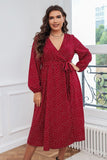 Chic Plus-Size Polka Dot Long-Sleeve Dress