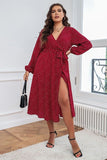 Chic Plus-Size Polka Dot Long-Sleeve Dress