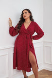Chic Plus-Size Polka Dot Long-Sleeve Dress