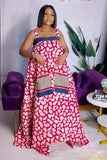Floral Print Halter Neck Dress with Elegant Flowing Skirt