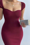 Ribbed Long Slim-Fit Dress with Line Neck Detail