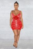 Elegant Halter Neck Mesh Skirt Dress with Press Drill Detail