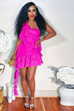 Asymmetrical Fringed Ruffle Skirt Ensemble for Stylish Events