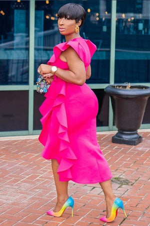 Chic Split Irregular Dress in Plus Size