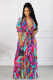 Chic Plus-Size V-Neck Suit with Flared Edges and Wide Leg Design
