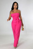 Chic High-Waisted Solid Color Jumpsuit