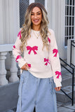 Chic Long-Sleeved Bow Sweater in Solid Colors