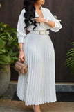 Chic Plus-Size Lace-Up Dress in Solid Colors