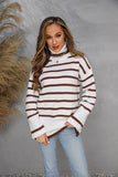 Chic Turtle Neck Striped Loose-Fit Long Sleeve Sweater