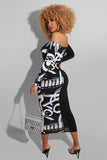 Vibrant Patchwork Plus Size Dress with Note Print