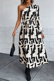 Chic Long-Sleeved Dress with Asymmetrical Shoulders