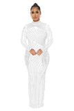 Elegant Mesh Long Sleeve Maxi Dress with Lined Two-Piece Ensemble