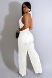 Chic Backless Deep V-Neck Pleated Halter Rompers in Solid Colors