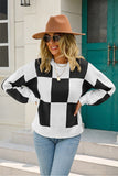 Plaid Striped Long Sleeve Sweater for Women