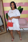 Plus Size Women's Bubble Skirt T-Shirt Dress with Lantern Sleeves