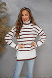 Chic Turtle Neck Striped Loose-Fit Long Sleeve Sweater