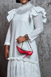 Chic Hollow-Out Long Sleeve Blouse and Halter Skirt Two-Piece Ensemble