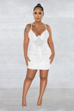 Elegant Halter Neck Mesh Skirt Dress with Press Drill Detail