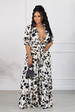 Chic Plus-Size V-Neck Suit with Flared Edges and Wide Leg Design
