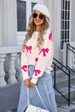 Chic Long-Sleeved Bow Sweater in Solid Colors
