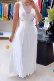 Daring Backless Pleated Dress with Elastic Waist in Fluorescent Style