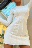 Elegant Solid Color Long-Sleeved Bodycon Dress