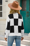 Plaid Striped Long Sleeve Sweater for Women