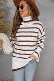 Chic Turtle Neck Striped Loose-Fit Long Sleeve Sweater
