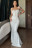 Elegant Slim High Waist V-Neck Floral Fishtail Maxi Dress