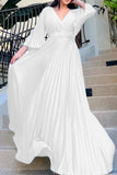 Chic V-Neck Pleated Swing Dress