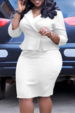 Elegant Plus-Size Dress with Ruffled Collar Detail