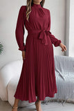Elegant Floral Long Sleeve Dress with Lace-Up Square Collar