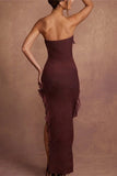 Dazzling Backless Fringe Dress with High Split