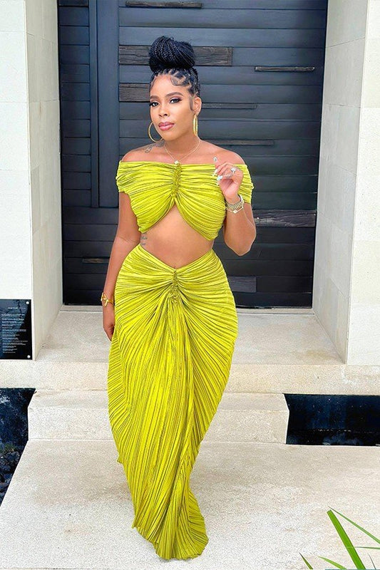 Chic High-Temperature Pleated Two-Piece Ensemble