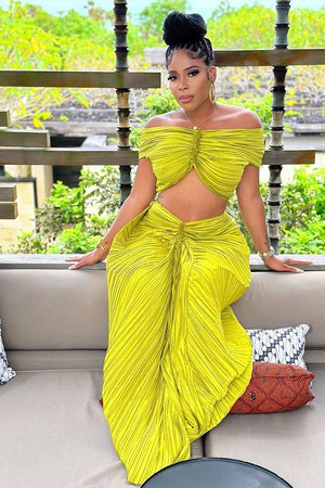 Chic High-Temperature Pleated Two-Piece Ensemble