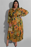 Chic Plus Size Printed Ruffled Two-Piece Casual Set