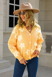 Vibrant V-Neck Printed Cardigan with Button Closure and Long Sleeves